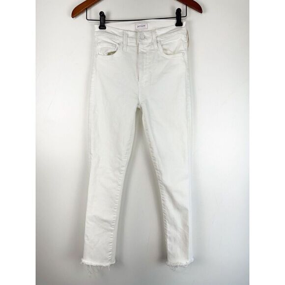 MOTHER Sz 24 The Insider Crop Step Fray Fairest White Straight Leg Jeans - Picture 4 of 11